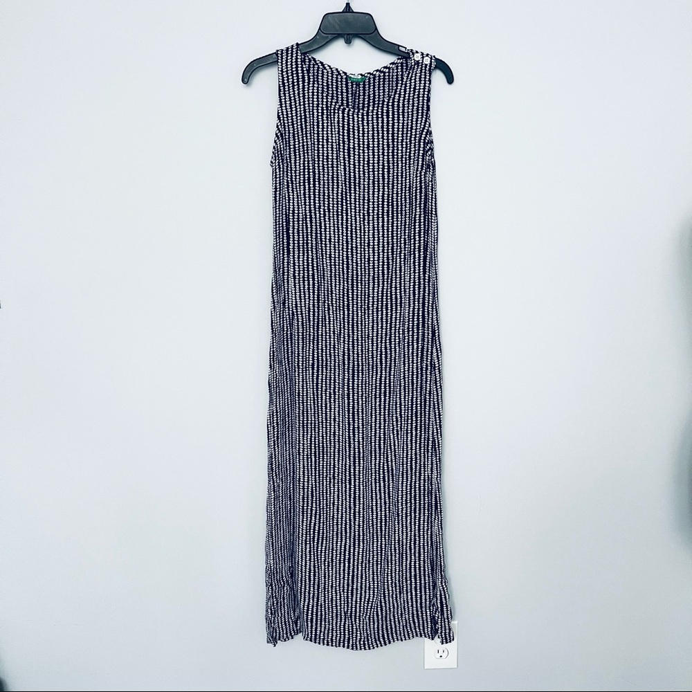 Benetton Navy Blue Polka Dot Sleeveless Maxi Floor Length Dress Size S